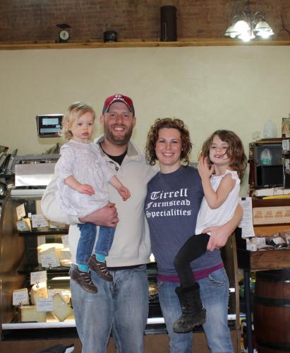 Ben and Jessie Tirrell and family at  the Tirrel Farmstead Specialties store (taken by Jude Barry, CRFS)